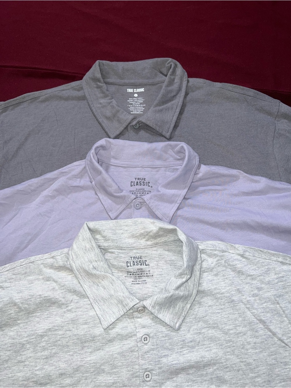 True Classic Polo 3-Pack — Light Gray, Lavender & gray size XL
